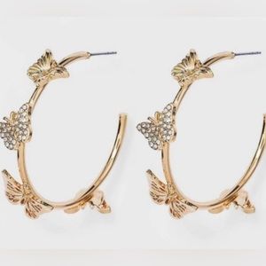 Sugarfix by Baublebar Gold Butterfly Hoops-NWT Nickle-Free